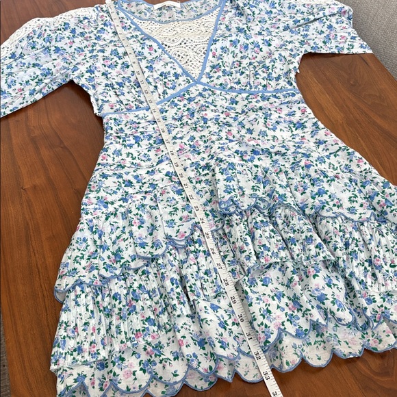 LoveShackFancy Marquise Ditsy Floral Print Mini Dress Cottagecore Lace Size 6 - Picture 8 of 9